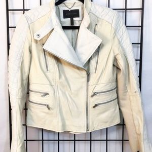 BCBG Max Azria Leather Moto Jacket Parfait / White